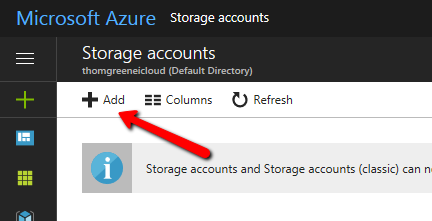 Add Storage Account